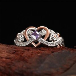 Romantic Rose Flower Heart Ring for Women