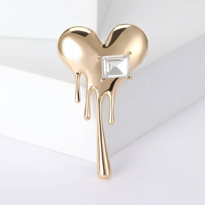 Beaut&Berry Valentine Day Love Brooches for Women Unisex High Quality Cubic Rhinestone Heart Pins Party Casual Accessories